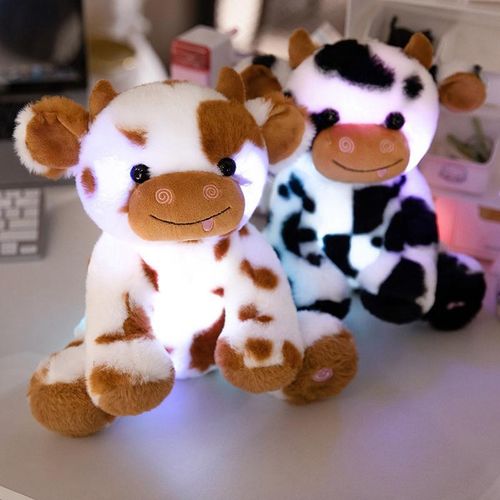 LED Cow Plush Toys, 1 Count Glow In The Dark Cow Toys Lighting Up Stuffed Animal Kawaii Plushies Cuddly Cow Plush Cute Cow Design Gift For Birthday