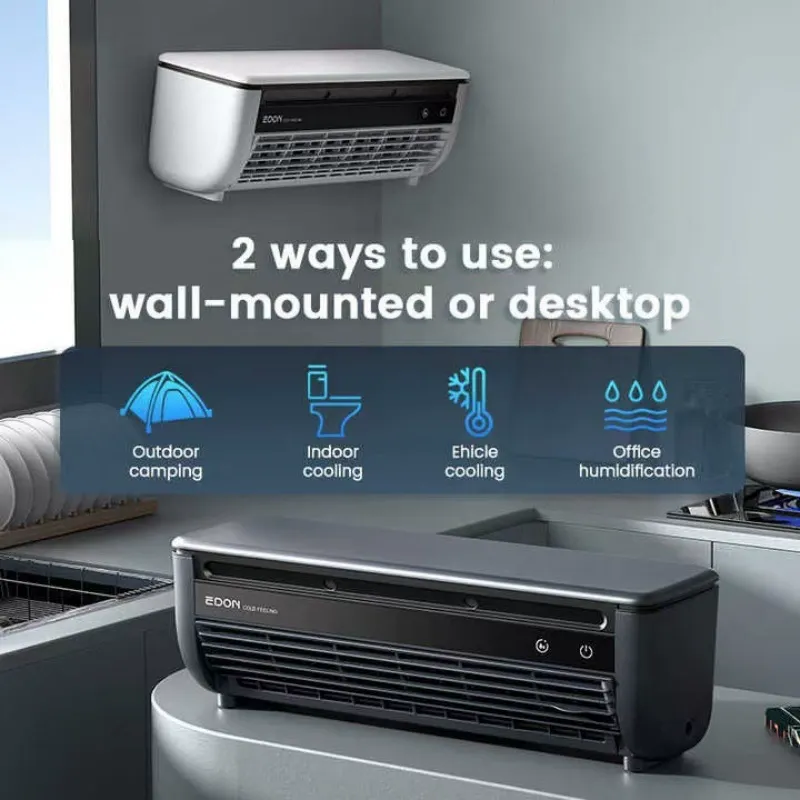 2025 New Edon Kitchen Air Cooler | Ice Superconductor Cooling Fan | Mist Humidifier | Portable Air Conditioner for Home Kitchen Black