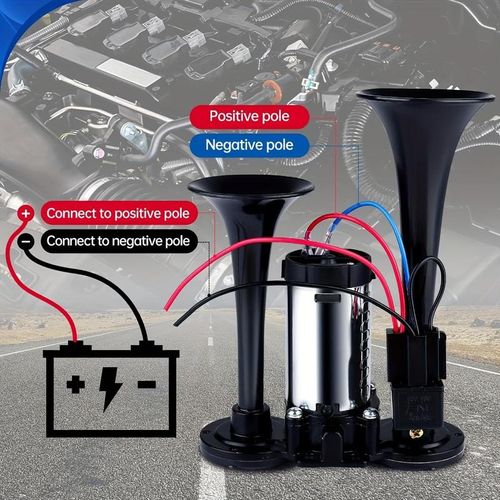 2026 Upgraded 12V 130DB Air Horn Dual Horn, Horn Kit with Air Compressor,Dual Electric Air Horns Kit with Compressor for Vehicles Trucks Pickup Trains Lorrys SUVs Cars Boats (12V SilverBlack) Alarm for Home Security,