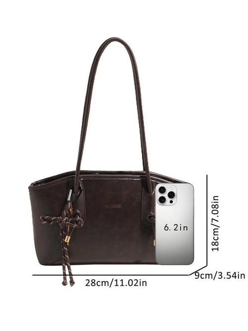 26 Women's Elegant Solid Color Shoulder Bag, Fashionable Large Capacity Crossbody Bag for Daily Used, Casual Trendy Versatile High-quality Daily Commuting Bag