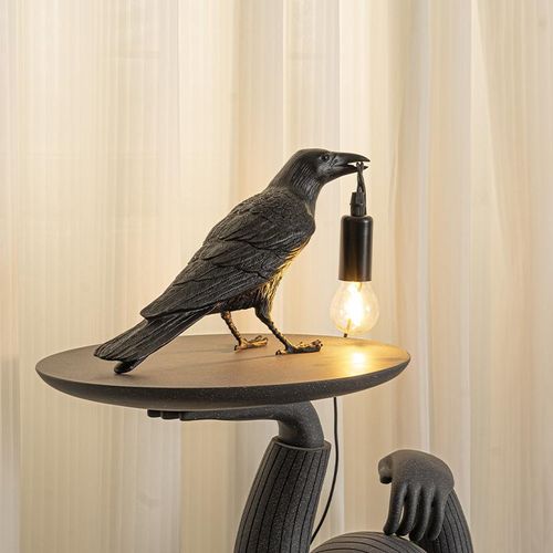 Crow Design Table Lamp, USB Powered Creative Desk Lamp, Desktop Decoration Table Lamp, Decorative Lamp for Bedroom, Living room, Lighting, Resin Table Lamp