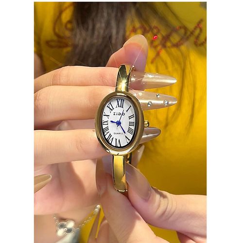 Women's Oval Quartz Watch, Bracelet Style, Elegant Analog Dial, Fashionable Women's Accessory, All Seasons Wear, Fashionable Wristwatch