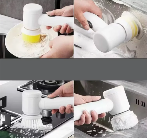 Spin Power Scrubber Pro: Deep Clean Grout,Tiles,Dishes&Sneakers - Rechargeable Handheld Electric Brush (3Brush Heads)