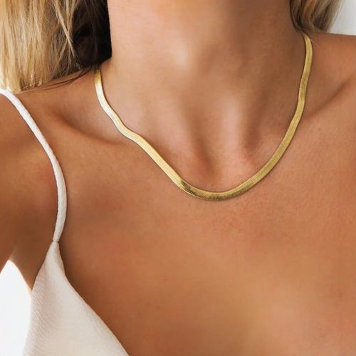 Spring Summer Jewelry, Exquisite Gold Necklaces for Women, Dainty Gold Herringbone Choker Necklace Thin Layered Snake Chain Jewelry for Gifts and Teen Gifts