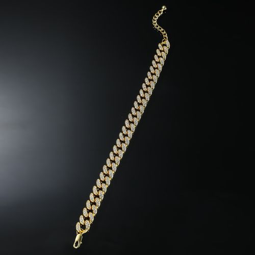 Hip-hop Cool Bling Bling Cuban Link Anklet — Edgy Trendy Men's Biker Punk Style Foot Jewelry