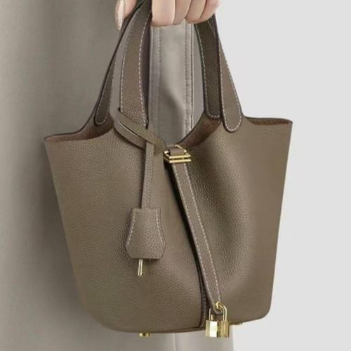 Women's Fashionable Plain Color Leather Bag, Casual Versatile Handbag with Lock Design, Trendy All-match Handbag for Daily Use, Purse