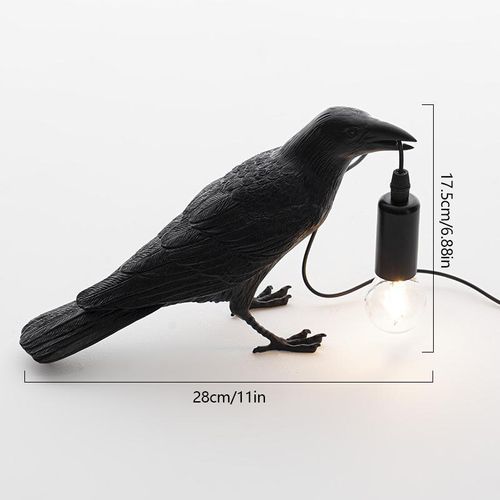 Crow Design Table Lamp, USB Powered Creative Desk Lamp, Desktop Decoration Table Lamp, Decorative Lamp for Bedroom, Living room, Lighting, Resin Table Lamp