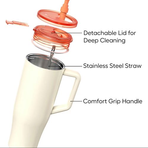 40oz Tumbler – Clear Lid, Leakproof & Aesthetic Cup, Unique Hidden Straw Tumbler for Desk & Travel