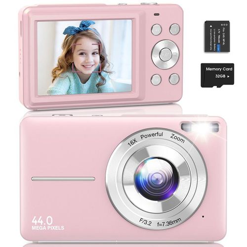 Digital Camera, 1080P & 44MP High Definition Camera, 32G Memory Card, 16X Digital Zoom, Durable Compact & Portable Digital Camera Photos For Teens & Beginners, Gift