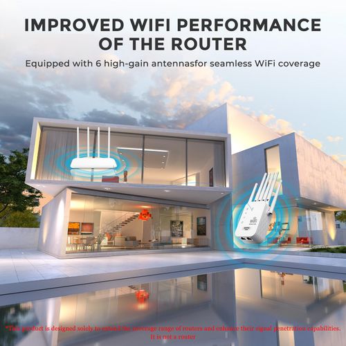 WiFi Extender 2026 6-Antenna Strong Signal, 1200Mbps Dual Band (2.4GHz) Booster, Wide Signal Coverage,Wireless Remote Amplifier, Ideal for Home Studios, Remote Workspaces, computer