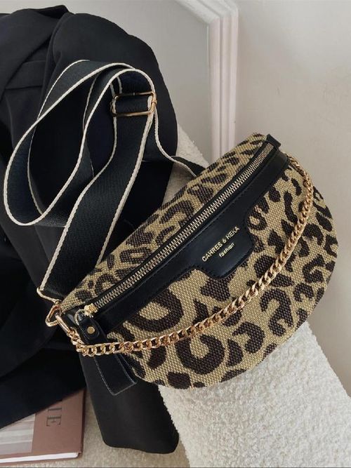 Women's Fashion Leopard Pattern Fanny Pack, Casual Bum Bag, Casual Versatile Zipper Chest Bag for Daily Used, Trendy All-match Sling Bag