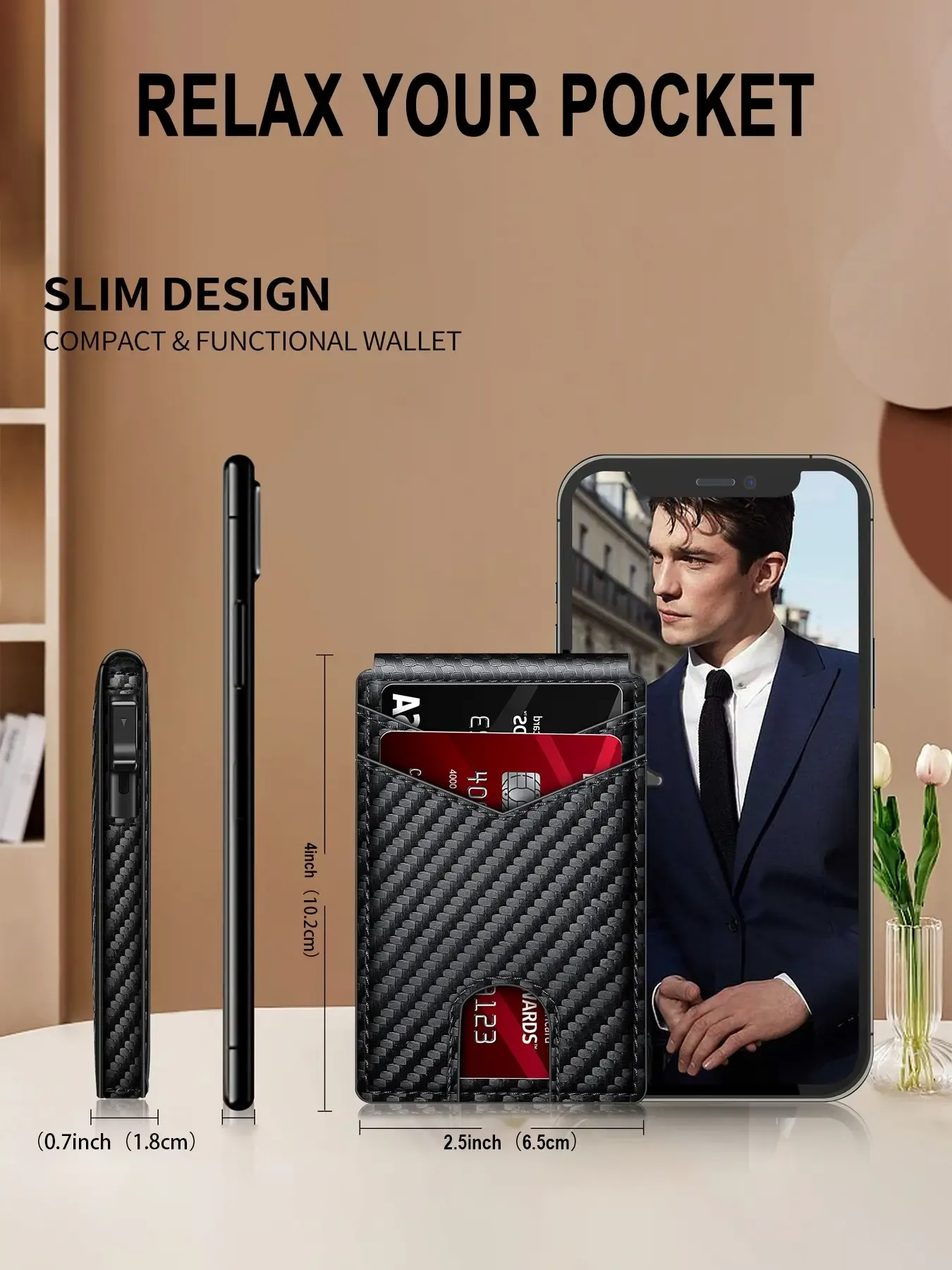 Men's Business Matching Rfid Blocking Wallet, Simple Plain Multi Card Slots Wallet, Minimalist Card Holder Wallet for Men, Trifold Card Holder