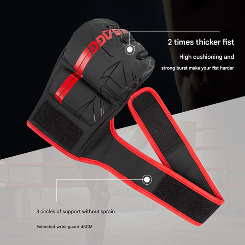 MMA Adult Half-Finger Fighting Gloves - Mixed Martial Arts Boxing Gloves for Sparring Training, Five-Finger Sandbag Punching Gloves, Combat Sports Gear for UFC & Kickboxing