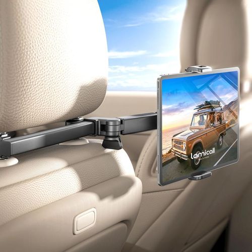 3 in 1 Car Headrest Tablet Holder - Adjustable Extension Arm Mount Fits 4.7-11 Inches Tablets iPad Galaxy Fire HD, Perfect for Moms Kids Road Trips Black