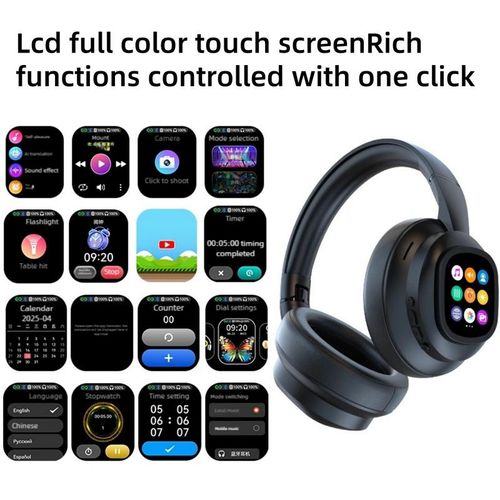 Bluetooth 6.0 LCD Touchscreen Wireless Noise-Canceling Headphones with DIY Wallpapers & Multiple Sound Effects – Great Gift Idea for Men and Women