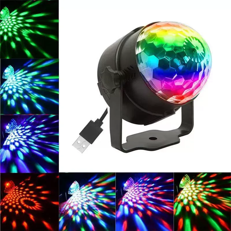 LED Stage Disco Light, Rotating DJ Ball Strobe Remote Sound Control Magic Dance Car RGB, Christmas Gift Party Club Laser Show Lamp, Night Light