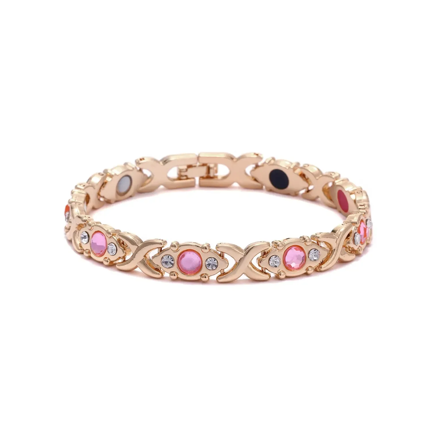 Energy Magnetic Bracelet — Eco-Friendly Alloy with Rhinestone Accents — Adjustable Wristband for Women — Valentine's Day & Christmas Gift (No Gift Box Included)