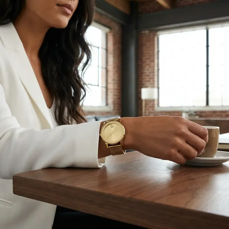 Women's Elegant Minimalist Gold Ultra-Thin 40mm Analog Chronograph Quartz Watch - 30m Waterproof, Stainless Steel Mesh Band, Compass, Clasp Closure, Fashion Round Dial, Fashionable Stylish Bracelet Watch, Office Daily Wear, Gift for Her with Gift Box