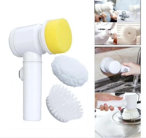 Spin Power Scrubber Pro: Deep Clean Grout,Tiles,Dishes&Sneakers - Rechargeable Handheld Electric Brush (3Brush Heads)