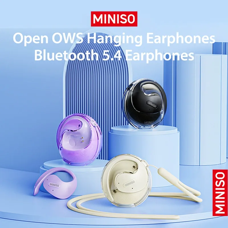 MINISO X15 PRO Bluetooth 5.4 OWS Wireless Earbuds: Open-Ear Comfort, 14.2mm Stereo Sound, IPX5 Waterproof, AI Translation, Low Latency Gaming & Ideal for Running, Driving, Work,Black