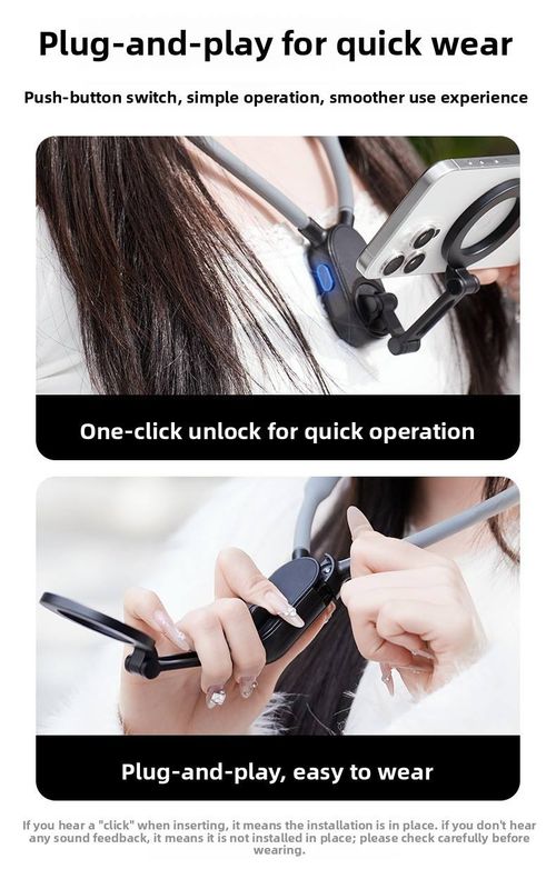 Magnetic Neck Mount for Phones - Hands Free POV Vlog Holder Chest Strap, Compatible with iPhone 16 15 14 13 Android Action Cameras Smartphone Accessories