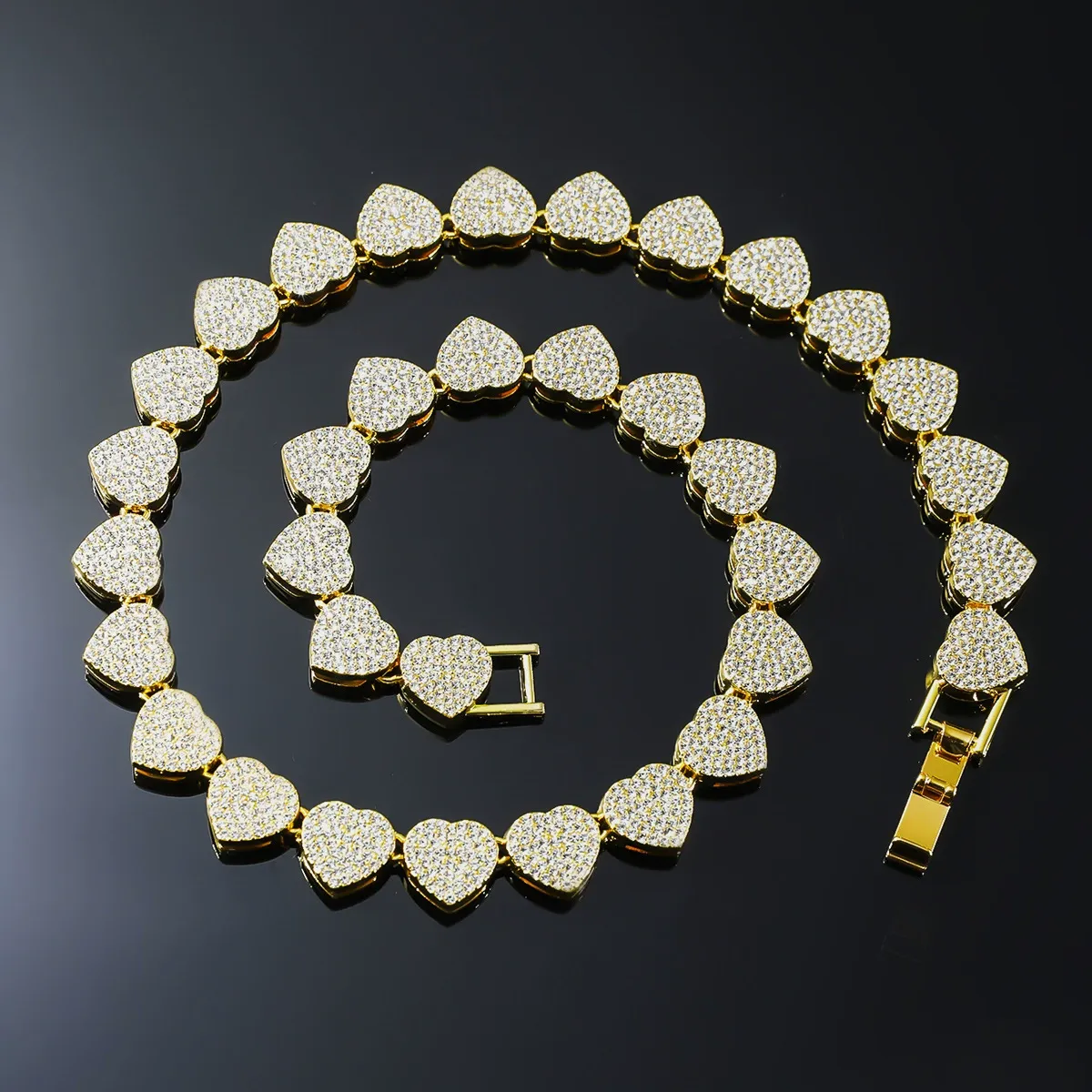 Heart Necklace, Street Rhinestone Decor Matching Necklace for Galentinesparty for Boyfriend & Girlfriend, Exquisite Trendy Jewelry for Party, Daily Wear