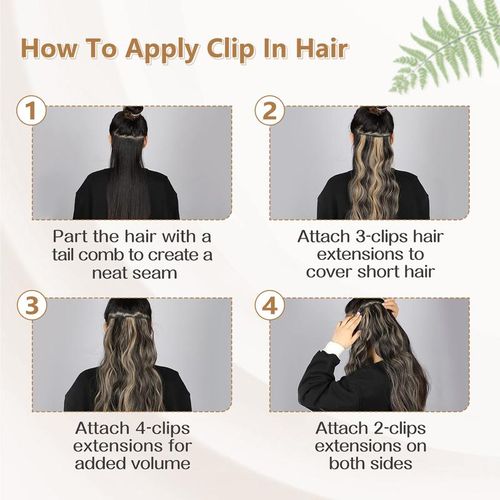 Vigorous Clip in Hair Extensions Long Wavy Synthetic Hairpieces,,Easy to Wear for Women Girls Daily Use Event Party Use