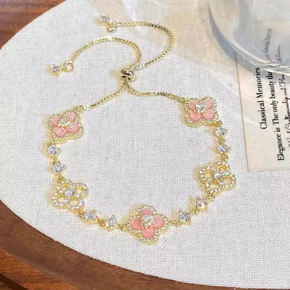 2025 Premium Spring Blossom Vow Pink Floral Bracelet | Noble Chic Niche Design | Versatile Luxury Accessory for Autumn-Winter