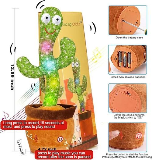 Dancing Cactus Toys Mimicking Toy with LED English Sing Musical Interactive Gift for Kids Room Party Decoration Cute excellent gift for Christmas and New Year