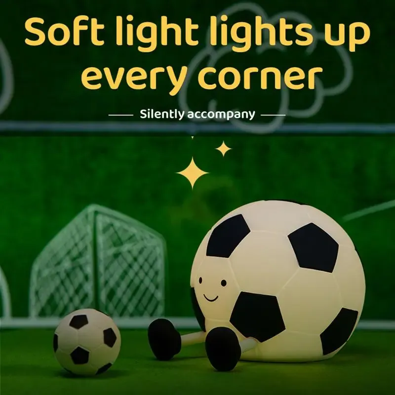 Football Shaped Decorative Night Light, Rechargeable 3-Level Dimmable Silicone Squishy Night Light, Funny Office Desk and Bedroom Decor, Birthday Gift