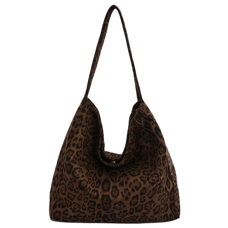 Women's Fashion Leopard Pattern Tote Bag, Casual Large Capacity Shoulder Bag for Daily Life, Trendy All-match Handbag for Commuters and Students