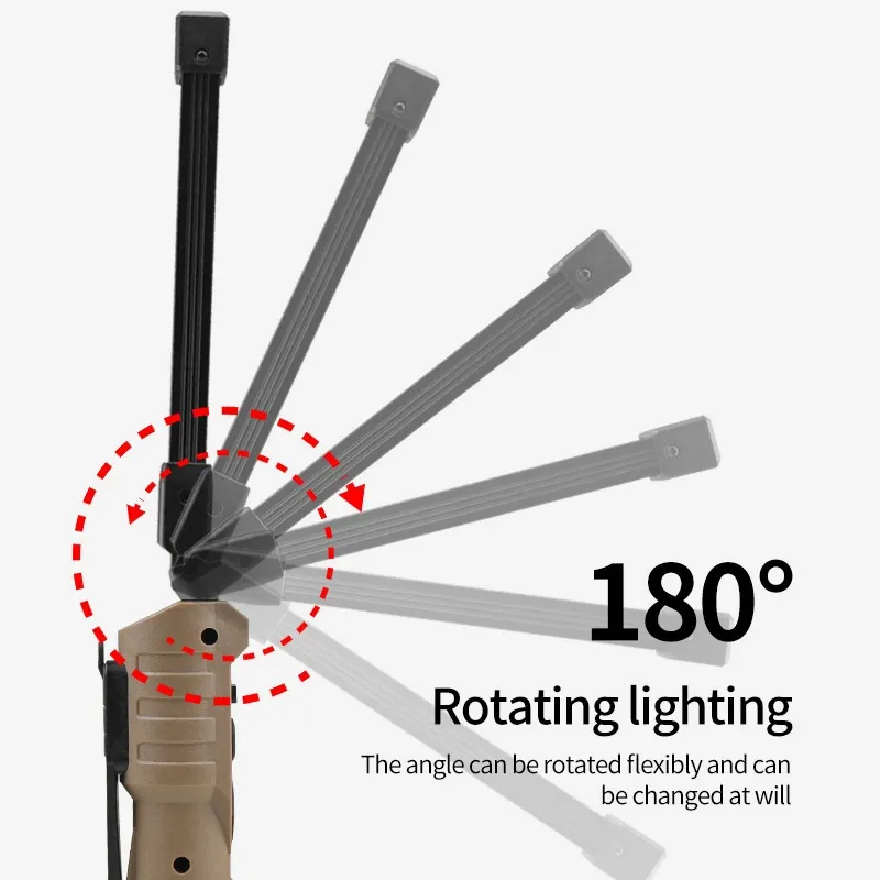 Rechargeable Flashlights, LED Work Lights with Magnetic Base & Hanging Hook, 180°Rotate, 5 Modes, Work Light Mechanic Flashlight, khaki