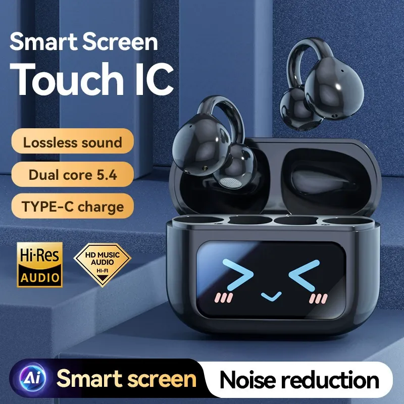 2025 New M100 Bone Conduction Noise Cancelling Headphones | Wireless Sports Clip-On with Display | 20 Hours of Long Battery Life without Butterfly Accessories