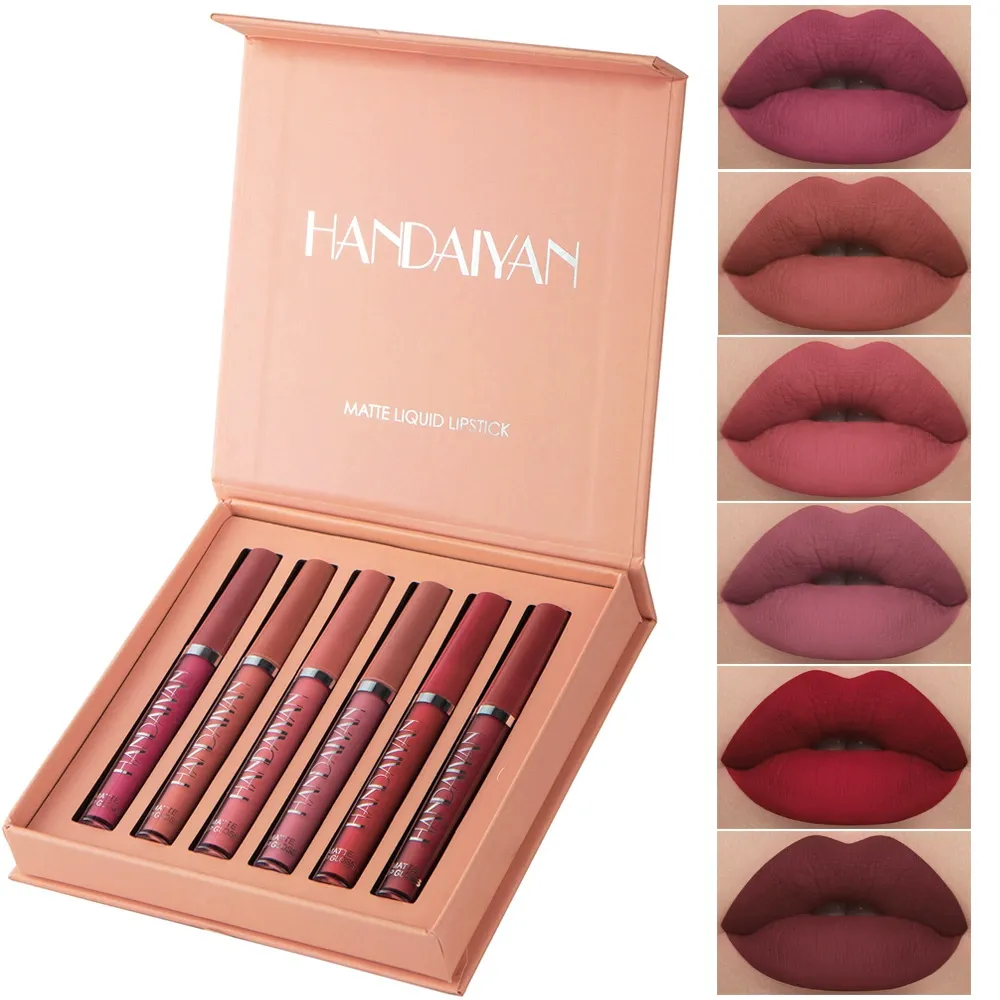 handaiyan Matte Lipstick & Lip Gloss Set - 6-Piece Waterproof, Non-Stick Cup Lip Makeup Kit, Long-Lasting Lipstick & Liquid Lipstick, Versatile Lip Color Set for Daily Wear & Makeup Looks