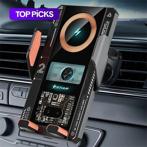 15W Wireless Car Charger, Auto Clamp Car Charger, Phone Charging Car Phone Holder for iPhone 15 14 13 12 11 Series, Samsung Galaxy S23 Ultra S22 S21 S20, S10 + S9+