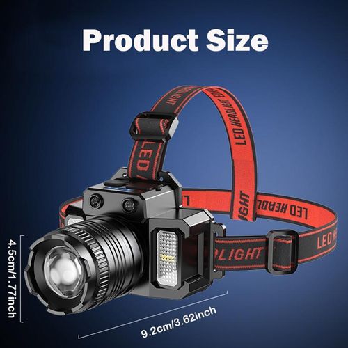LED Headlamp, USB Rechargeable Waterproof Headlamp for Exploration, Adjustable Waterproof Flashlight, Outdoor Camping Supplies, High Performance Flashlight