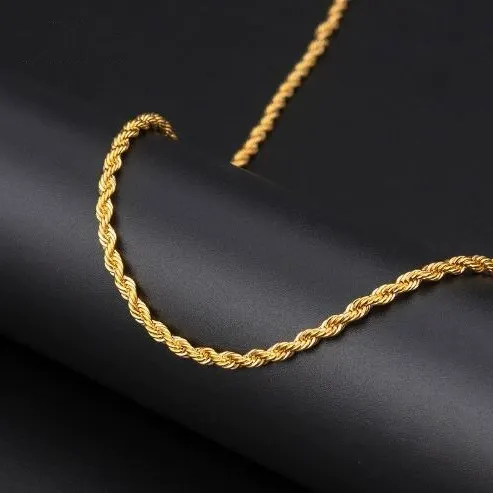 Men's Simple Plain Color Rope Chain Necklace, Stainless Steel Twisted Chain Necklace for Boyfriend, Fashion Accessories