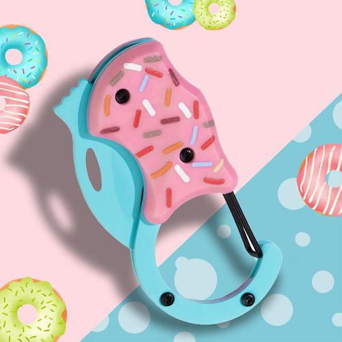 Pink Pocket Knife for Women Men, Cool Folding Knife Box Cutter, Mini EDC Knives for Everyday Carry, Folding Utility Knife with Unique Donut Design, Ideal Gifts Toy knife for Men and Women