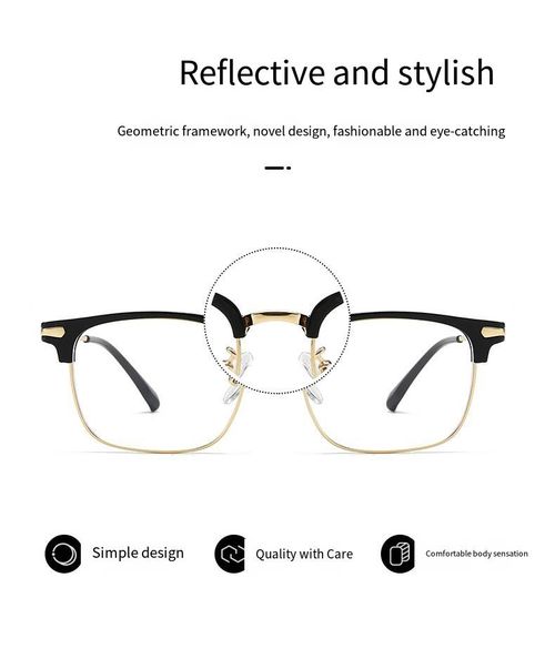 Unisex Browline Anti-Blue Light Eyeglasses, Basic Semi-Rimless Frame Design Glasses, Perfect For Students Everyday Use
