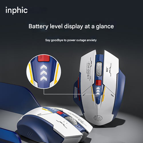 INPHIC F9 Mecha Version Wireless Mouse - Silent Click Rechargeable Mouse, Ergonomic Design for Office & Gaming, Quiet Wireless Mice with Long Battery Life