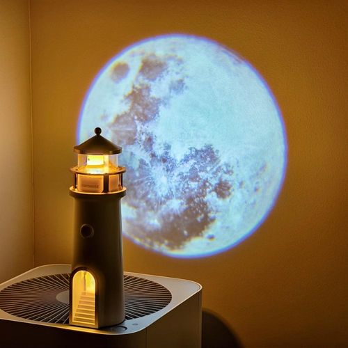 Wireless Portable Moon Lighthouse Lamp with Remote Control, Moon Light Galaxy Projector Rechargeable LED Aesthetic Table Lamp for Kids, Children
