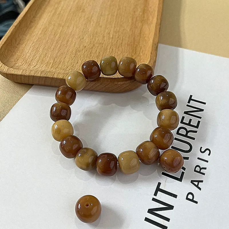 New Dunhuang Pattern Natural Bodhi Root Bracelet Student-Friendly Worry-Beads Authentic Buddhist Prayer Beads for Meditation