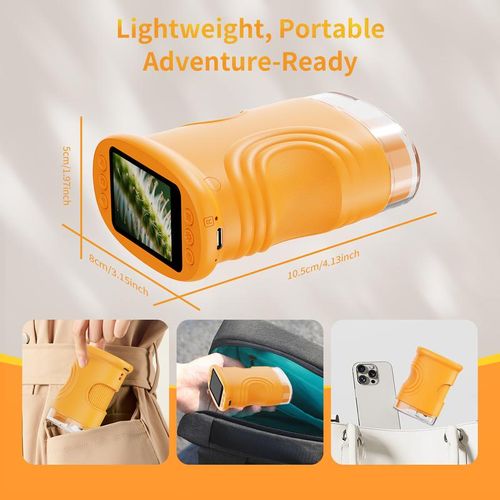 1000X Handheld Digital Microscope with 4K 2'' IPS Screen, USB-Powered Portable Microscope for Kids & Students, Educational Science Toy, Compact & Durable Christmas Gifts