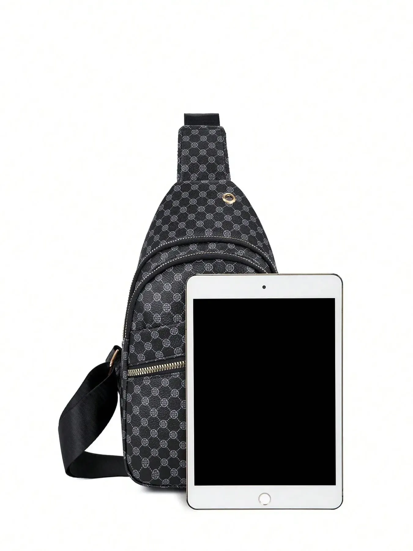Men's Casual Geometric Pattern Bum Bag, Simple Matching PU Fanny Pack, Portable Travel Bag, Student Men's Chest Bag and Waist Bag, Belt Bag