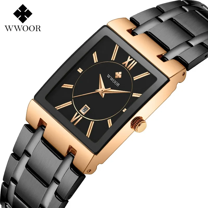 Square Watches for Men and Women Stainless Steel Mens Square Watch with Date Waterproof Analog Quartz Fashion Business Casual Wristwatch