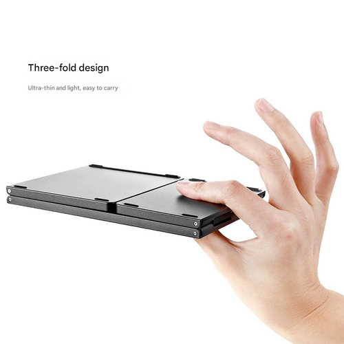2025 Upgraded 3 Fold Portable Ultra Thin Wireless Bluetooth Keyboard with Touchpad Universal for Phone Tablet Mobile Office Use