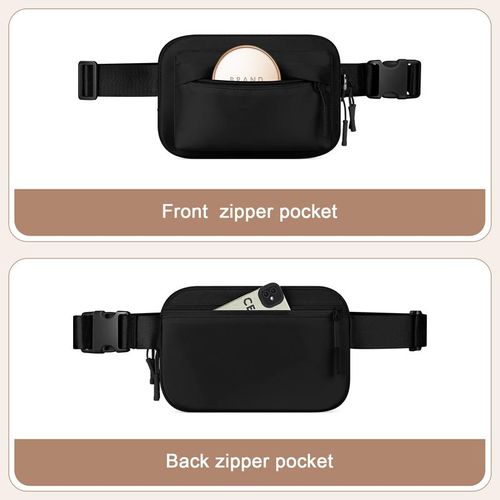 Unisex Fanny Packs for Women Men - Waterproof Belt Bag with 4 Zipper Pockets, Adjustable Long Strap Waist Crossbody Bag for Workout Running Yoga Shopping Hiking, Brown