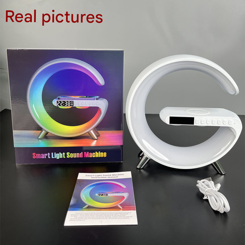 Hot Sale Big G Style Bluetooth Speaker N69 | RGB Colorful Light Strip Alarm Clock | Desktop Multifunctional Wireless Charger with USB Port