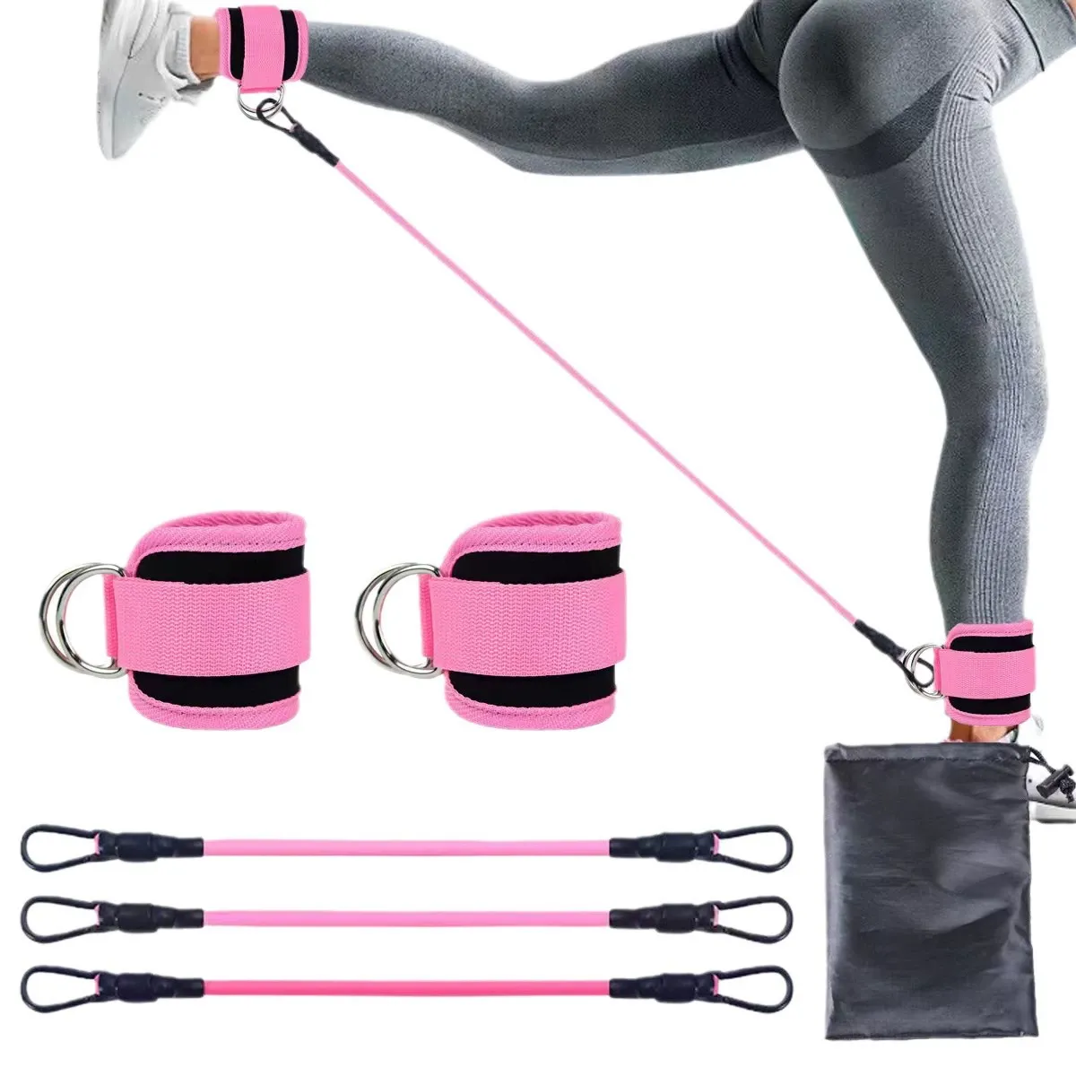 Resistance Bands, 5-Pack Ankle Band Set for Leg and Hip Training – TPE Material Band for Women Men, with Comfortable Grip, Ideal for Home Workouts, Exercise Equipment,Yoga Gym Fitness, Adjustable