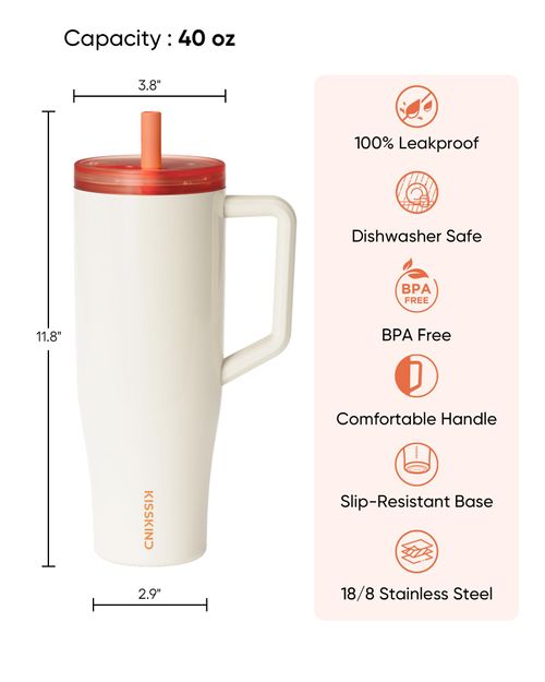 40oz Tumbler – Clear Lid, Leakproof & Aesthetic Cup, Unique Hidden Straw Tumbler for Desk & Travel